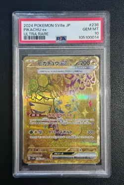 2024 POKEMON JPN SV8A-TERASTAL FEST EX ULTRA RARE #236 PIKACHU EX PSA 10 - Image 1