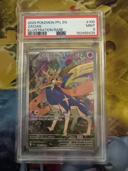 2025 Pokemon ZACIAN Phantasmal Flames #100 Illustration Rare PSA 9 MINT FOIL TCG - Image 1