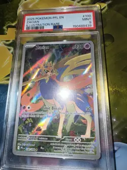 2025 Pokemon ZACIAN Phantasmal Flames #100 Illustration Rare PSA 9 MINT FOIL TCG - Image 2