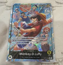 One Piece CCG Monkey.D.Luffy Leader ALT ART Mint Pack Fresh Straight To Sleeve - Image 1