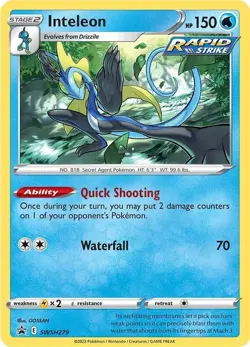 RILLABOOM CINDERACE INTELEON Pokemon Card #SWSH277 278 279 Crown Zenith Promo - Image 4