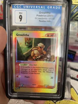 CGC 9 MINT Growlithe 65/100 REVERSE HOLO EX Sandstorm Vintage 2003 Pokemon Card - Image 1