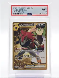 N'S ZOROARK EX 2025 POKEMON JOURNEY TOGETHER HYPER RARE 189/159 PSA 9 Q4444 - Image 1