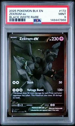 2025 POKEMON BLK EN-BLACK BOLT BLACK WHITE RARE #172 ZEKROM EX PSA 9 - Image 1