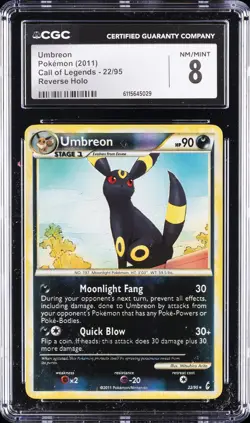2011 POKEMON CALL OF LEGENDS REVERSE HOLO #22 UMBREON CGC 8 - Image 1
