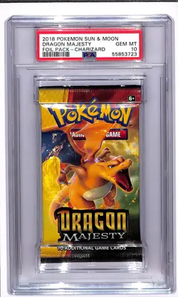 2018 Pokemon Sun & Moon Dragon Majesty Charizard Foil Pack PSA 10 GEM MINT - Image 1