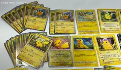 Huge Lot of 110 Pikachu Pokemon TCG Trading Cards, Coins, & Enamel Pins - Image 4