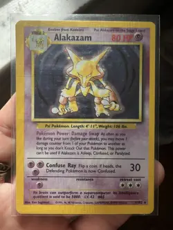 Alakazam 1/102 Base Set 1999 Shadowless Holo Rare WOTC Pokemon - Image 3