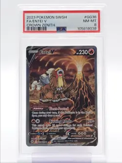 ENTEI V 2023 POKEMON SWSH CROWN ZENITH GALARIAN GALLERY RARE GG36 PSA 8 Q4444 - Image 1