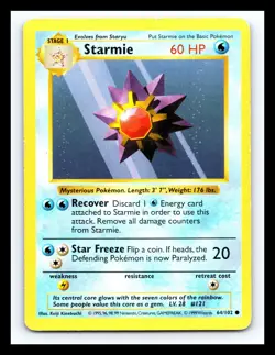 💥 Starmie | Pokemon TCG 1999 | (Shadowless Set) Non Holo Vintage # 64/102 - Image 1