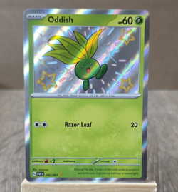 Pokemon Oddish 092/091 SV: Paldean Fates Shiny Rare Holo 60 HP Razor Leaf - Image 1