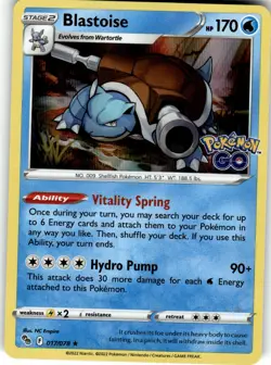 Blastoise Holo Rare Pokemon GO 017/078 LP - Image 1