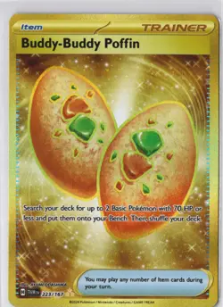 Buddy-Buddy Poffin 223/167 Gold Hyper Rare Pokemon Twilight Masquerade NM - Image 1