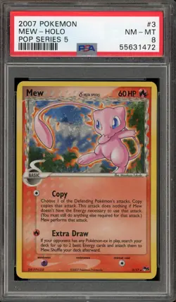 Pokemon Mew POP Series 5 Holo Rare #3 CORRECTED BACK HOLO BLEED PSA 8 - Image 1