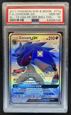 2017 Pokemon Great Ball Coll 2019 Zoroark GX Full Art #77a/73 PSA 10 - Image 1