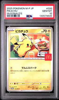2025 POKEMON JAPANESE M-P PROMO MCDONALD'S #020 PIKACHU PSA 10 - Image 1