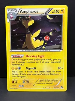 Ampharos 40/114 Holo Rare Steam Siege Pokemon Holo Near Mint - Image 1
