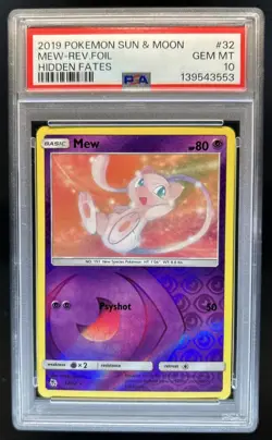 2019 Pokemon SM Hidden Fates Mew Reverse Holo #32/68 PSA 10 GEM MINT - Image 1