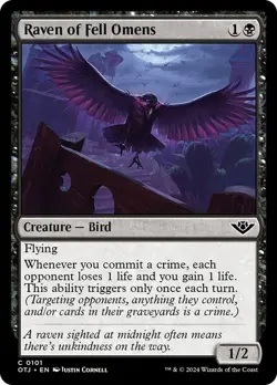 Raven of Fell Omens 101 OTJ MTG Foil Black Bird Crime 2024 Common Cornell - Image 1