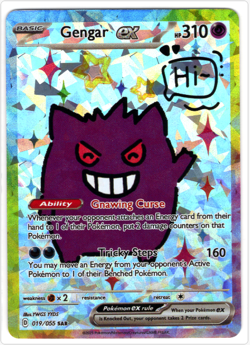 Pokemon Cracked Ice Holo - Rainbow Boarder * Fan Art * GENGAR EX - Image 1