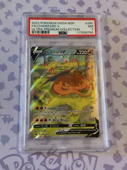 2022 POKEMON SWSH BLACK STAR PROMO #260 FULL ART/CHARIZARD V PSA 7 - Image 1