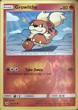Pokemon SM Base Set Reverse Holo Growlithe 21/149 C NM - Image 1