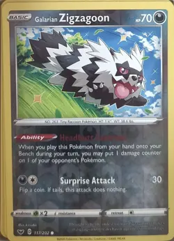 Pokemon Sword & Shield Reverse Holo Galarian Zigzagoon 117/202 C NM - Image 1