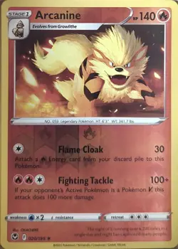 Pokemon Silver Tempest Reverse Holo Arcanine 020/195 R NM - Image 1