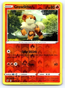 Growlithe 027/192 Common Rebel Clash Pokemon Reverse Holo Near Mint - Image 1