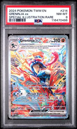 2024 POKEMON TWM EN-TWILIGHT MASQUERADE #214 GRENINJA EX PSA 8 - Image 1
