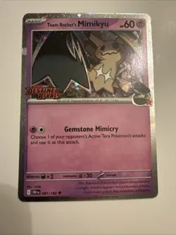 Team Rockets Mimikyu Stamped Prerelease Promo Card 087/182 Destined Rivals - Image 1