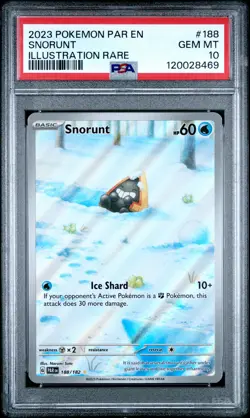 2023 POKEMON PAR EN-PARADOX RIFT ILLUSTRATION RARE #188 SNORUNT PSA 10 - Image 1
