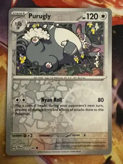 Pokemon TCG Purugly SV07: Stellar Crown 117/142 Reverse Holo Common - Image 1