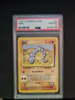 1999 Pokemon Base Set Unlimited #56 Onix PSA 10 - Image 1