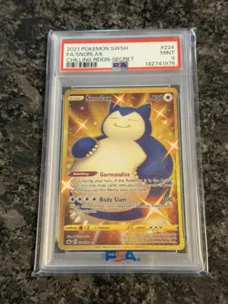 Pokemon Snorlax Chilling Reign Gold Secret Rare 224/198 PSA 9 Mint TCG - Image 1