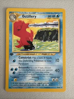 Pokemon TCG Octillery 34/64 1st Edition Neo Revelation Wotc Vintage LP - Image 1