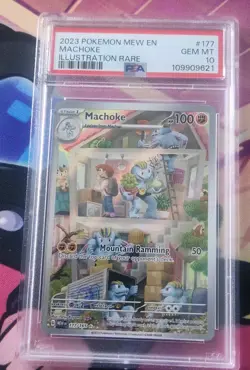 2023 POKEMON MEW EN-151 ILLUSTRATION RARE #177 MACHOKE PSA 10 - Image 1