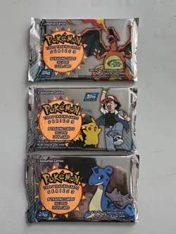 (3) Pack Art Set Pokemon Topps Series 3 2000 Charizard Ash Lapr Factory Sealed - Image 1