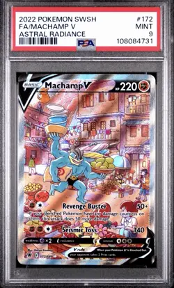 PSA 9 Machamp V - 172/189 - Astral Radiance Alternate Art Pokemon - Image 1