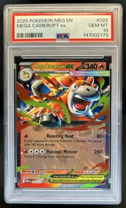 2025 Pokemon Mega Evolution Camerupt ex Double Rare #022/132 PSA 10 GEM MINT - Image 1