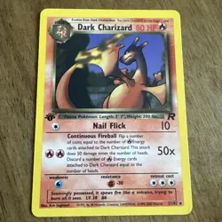 1st Edition Dark Charizard 21/82 Team Rocket Crease On Corner - Image 1