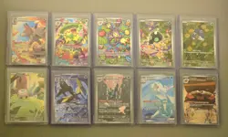 Pokemon Lot of 10 Illustration Rare’s all NM in top loaders - Image 1