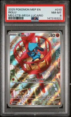 2025 Pokemon MEP EN Riolu MEG ETB-Mega Lucario #010 PSA 7 NM - Image 1