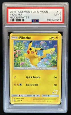 2019 Pokemon SM Hidden Fates Pikachu #19/68 PSA 9 - Image 1
