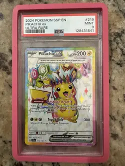 Pokemon Pikachu ex 219/191 Sv08: Surging Sparks Ultra Rare Holo PSA 9 - Image 1
