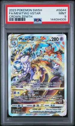 2023 POKEMON SWORD & SHIELD CROWN ZENITH #GG44 FULL ART/MEWTWO VSTAR PSA 9 - Image 1