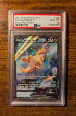 2021 POKEMON SWORD & SHIELD EVOLVING SKIES #192 FULL ART/DRAGONITE V PSA 10 - Image 1