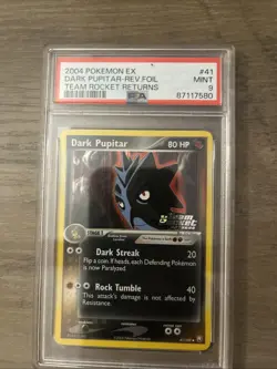 Dark Pupitar #41 Reverse PSA 9 Mint 2004 Pokemon EX Team Rocket Returns - Image 1