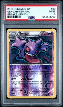 2015 POKEMON XY BREAKTHROUGH #60 GENGAR-REVERSE FOIL PSA 9 - Image 1