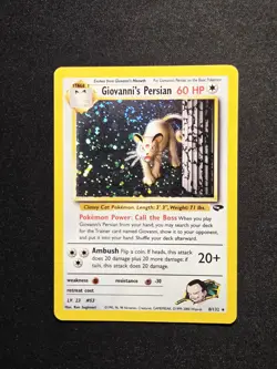 Giovanni's Persian 8/132 Swirl Holo Rare 2000 Gym Challenge WOTC Pokemon NM - Image 1